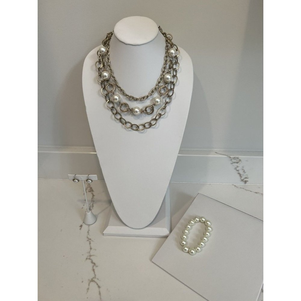 “Ritz”Pearl Necklace Bracelet Earring Set PREMIER DESIGNS JEWELRY 20375